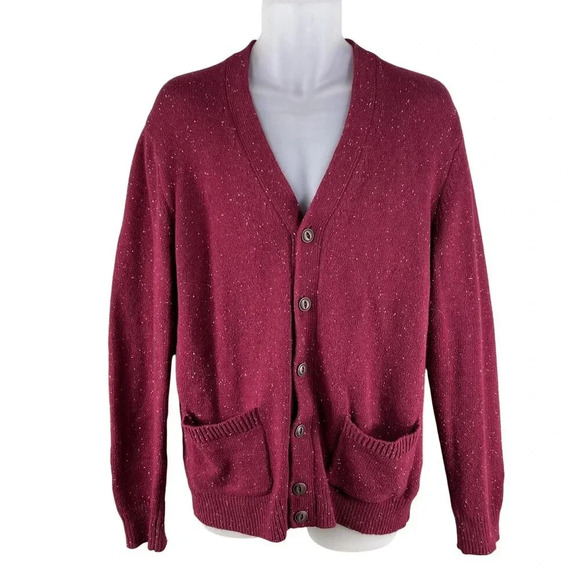 VTG  Y2K 90s Gap Mens L Burgundy Cardigan Sweater Pockets Wool Blend Grandpacore - Picture 8 of 16